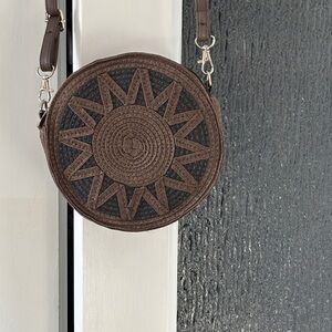 Elegant Brown woven Sun Crossbody Bag